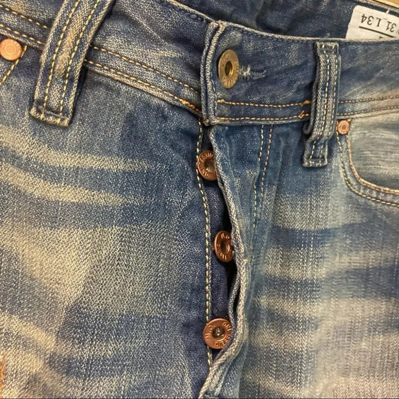 DIESEL INDUSTRY Sz 31 Viker Button Fly Distressed  Mid Rise Straight Leg - Picture 3 of 14